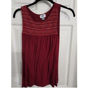Embroidered smocked swing tank top